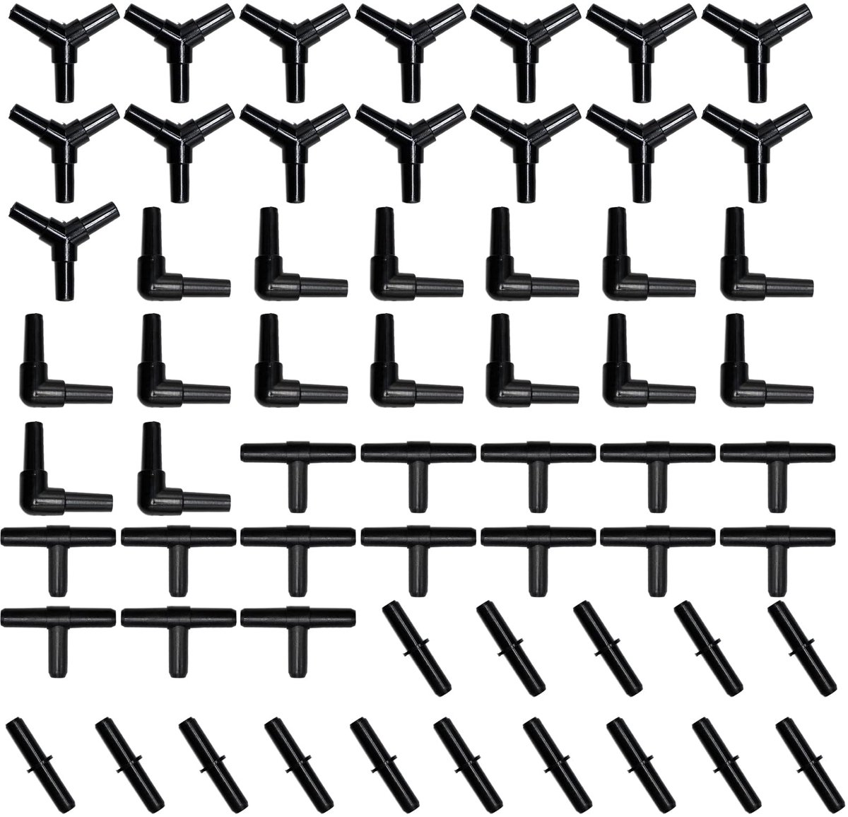 Aquariumluchtlijnconnectoren, 4 soorten luchtslangconnector voor binnendiameter 4 mm slang, duurzame plastic buisconnectoren, accessoires voor aquariumluchtpomp voor aquarium (zwart)