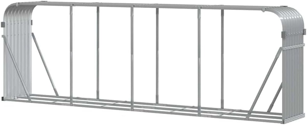 Houthouder - Brandhoutrek - Netjes Opbergen - Gegalvaniseerd Staal - 300x45x100 cm - Lichtgrijs