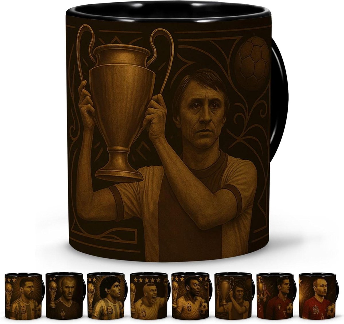 Voetbal Mok - Koffiebeker Cadeau - Ochtend Drankje - Exclusief Ontwerp - 330ml - Zwart