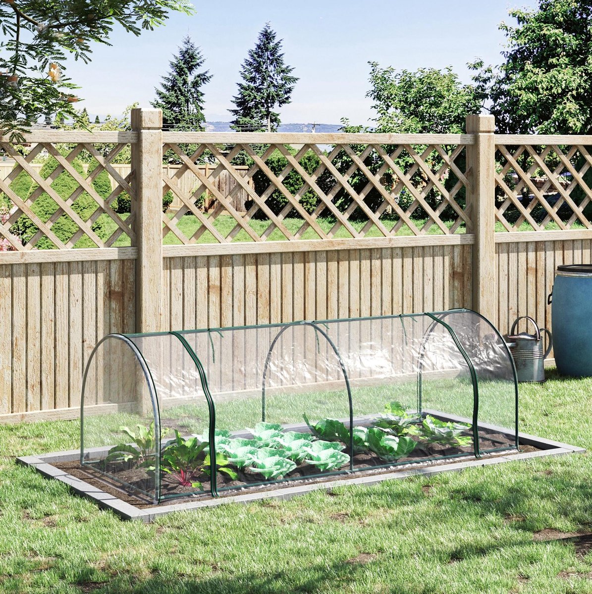 MEUNIQ Tunnelkas 250 x 100 x 80 cm met oprolbare deur, transparante kunststof folie en stalen frame voor kweek en plantenopkweek in tuin, balkon of terras