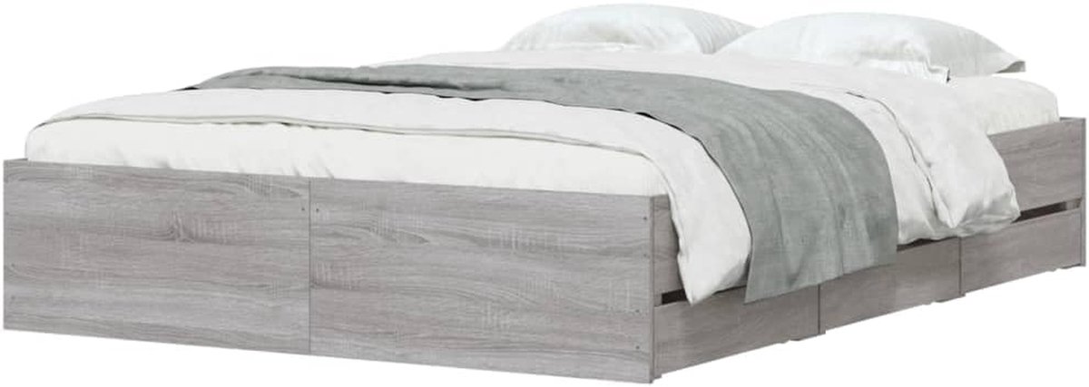 Bedframe met Lades - Tweepersoonsbed - Slaapkamer Inrichten - Praktische Opbergruimte - 120x200 cm - Grijs