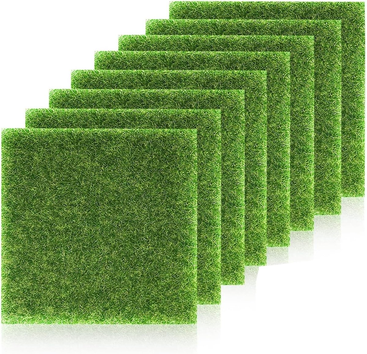 Kunstgras miniatuurtuin, 8 stuks miniatuur tuin decoratie 15x15 cm kunstmos, kunstgrastapijt voor binnen en buiten microlandschap terras