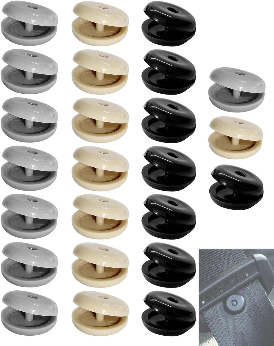 24 stuks veiligheidsgordelknoppen voor auto, universeel, veiligheidsgordelslot van ABS-kunststof, veiligheidsgordelhouder van kunststof voor alle soorten auto's