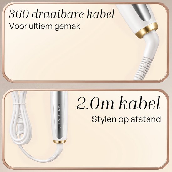 Sansbeauté automatische krultang met 360° draaibare kabel en 2.0m kabel.