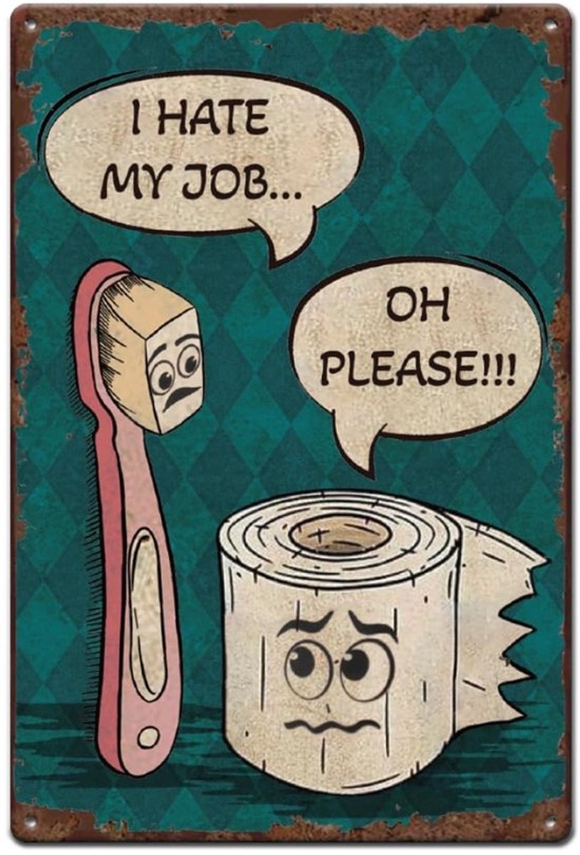 Jhubersproducts - Badkamer Decoratie - Retro Tinnen Bord - Grappige