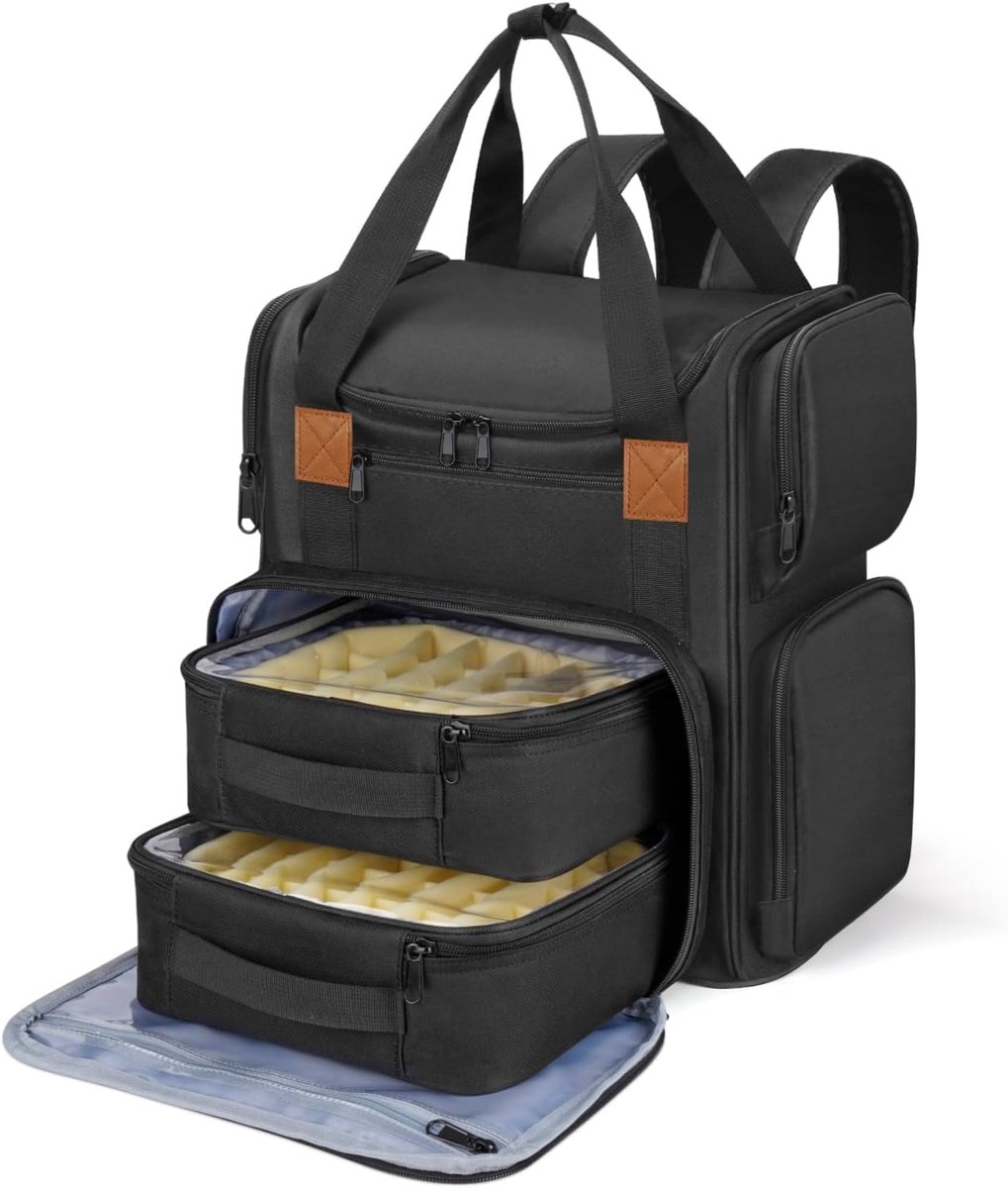 Nagellak opbergtas: grote organizer tas voor 84 flessen en nagellamp - dubbellaags nageldesign koffer voor vrouwen en meisjes, zwart