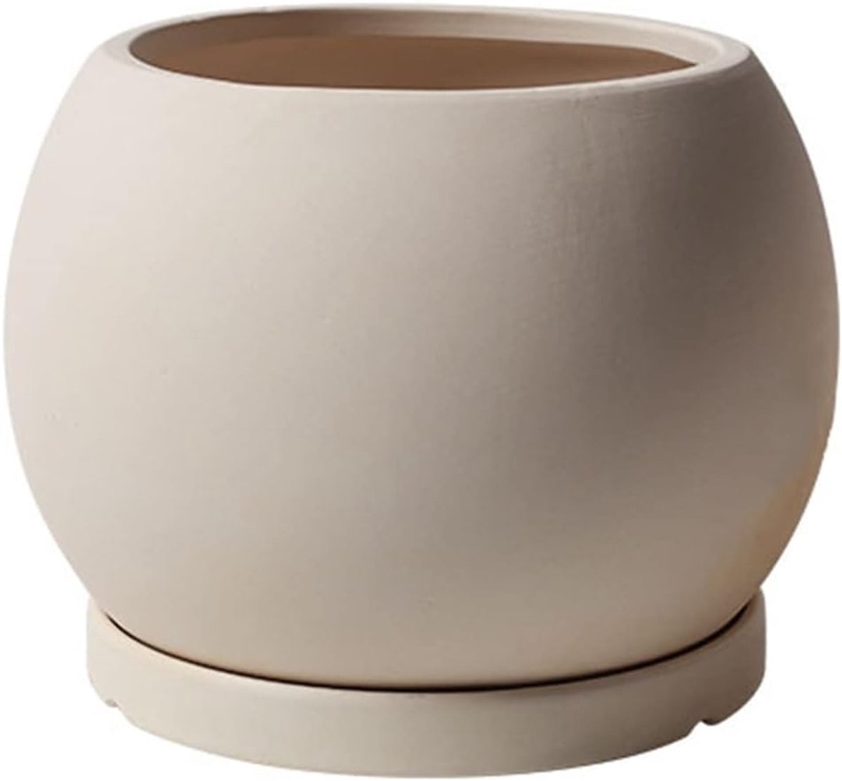 Bloemenvaas Keramiek - Aardewerk Pot - Planten Kweken - Met Dienblad - 22 cm - Naturel