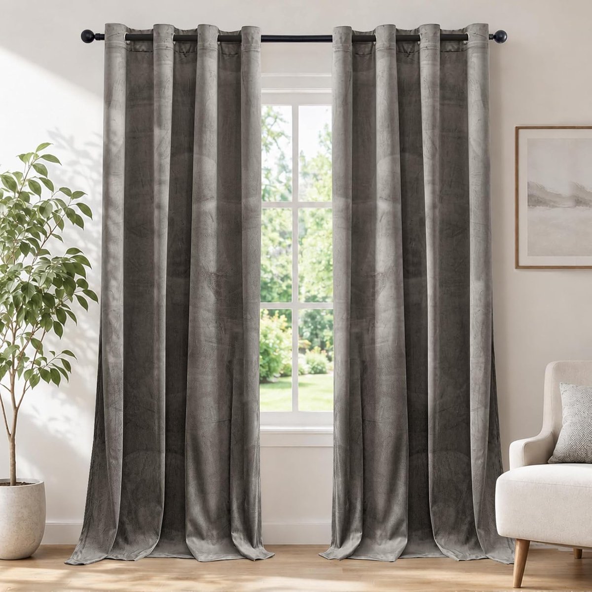 Fluwelen Gordijnen Kant En Klaar Set Van 2, 140x245cm, Gordijnen Verduisterend Met Ringen, Thermische Gordijn, Verduisteringsgordijn, Thermogordijnen Voor Slaapkamer Woonkamer, Camel