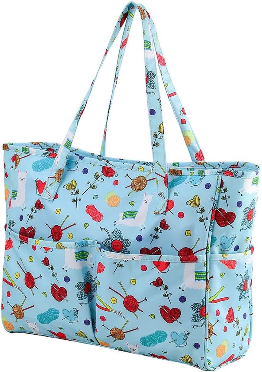 draagbare gebreide tas voor wapendraadprojecten en opbergen van wol, 35,6 x 14 x 30 cm, onmisbare handgebreide tas voor brei-liefhebbers