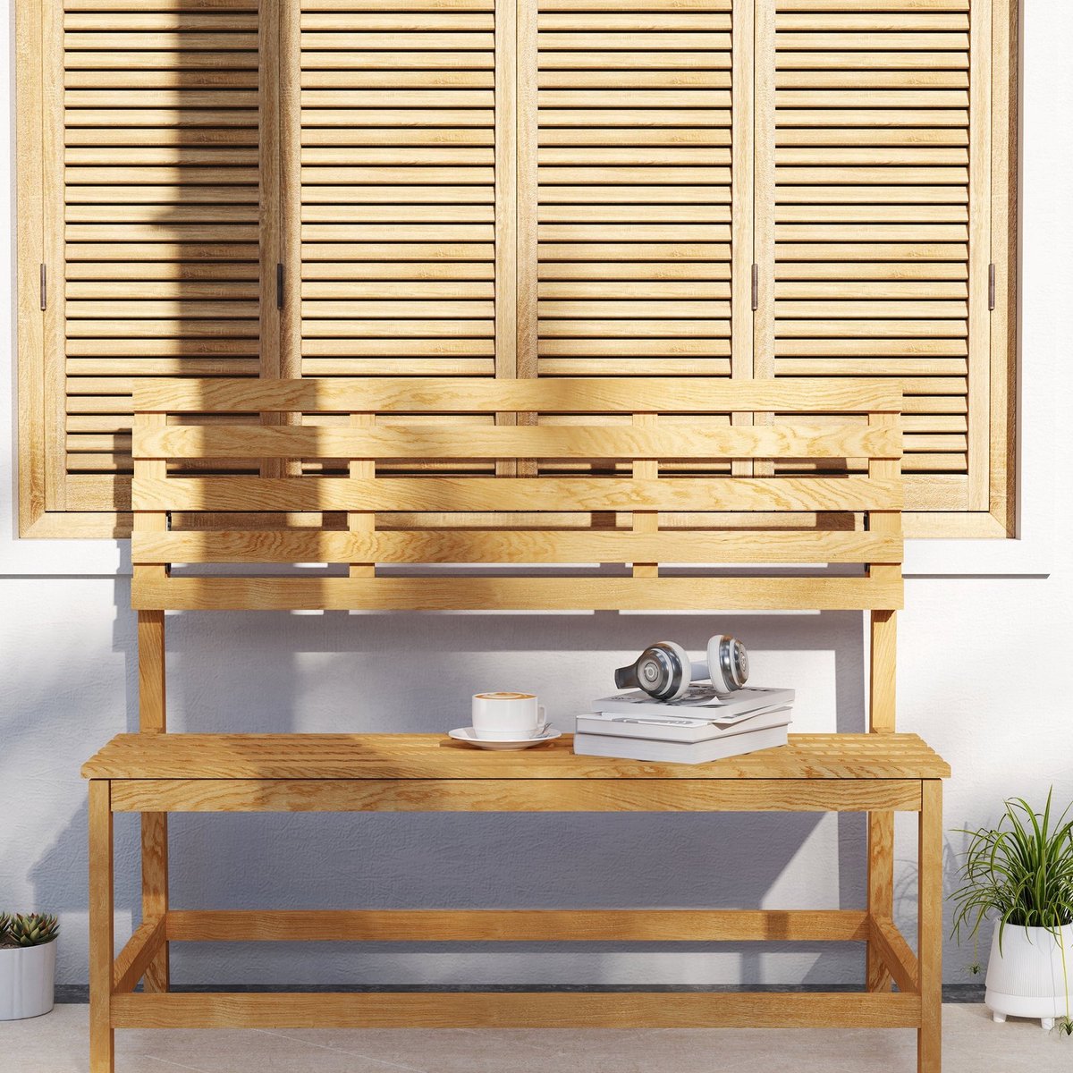 YYchan tuinbank voor buiten - 2 personen - bruin - 110 x 61 x 89 cm