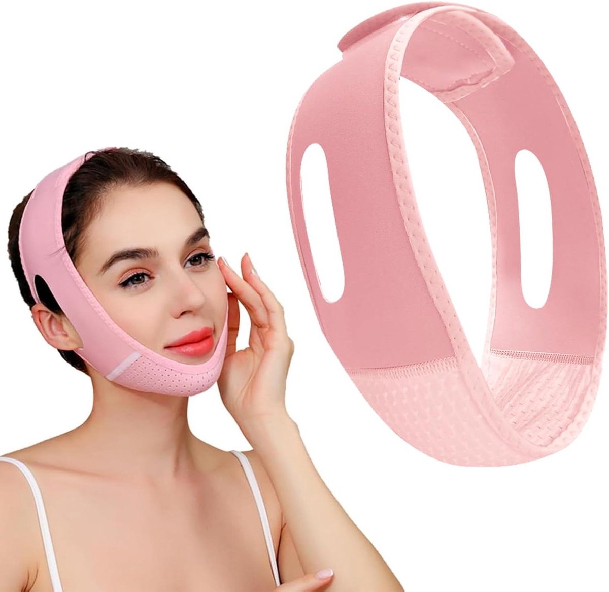 Gezichtsband V-lijn - Gezichtsmasker Kinriem - Gezichtsversteviging - Herbruikbaar Elastisch Materiaal - 10 g - Roze