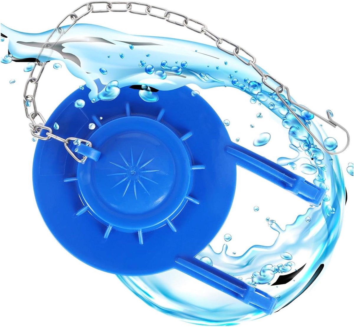 Toiletflapper Vervanging - Universele Stopklep - Lekkage Oplossen - Siliconen Met Ketting - 2 Inch - Blauw