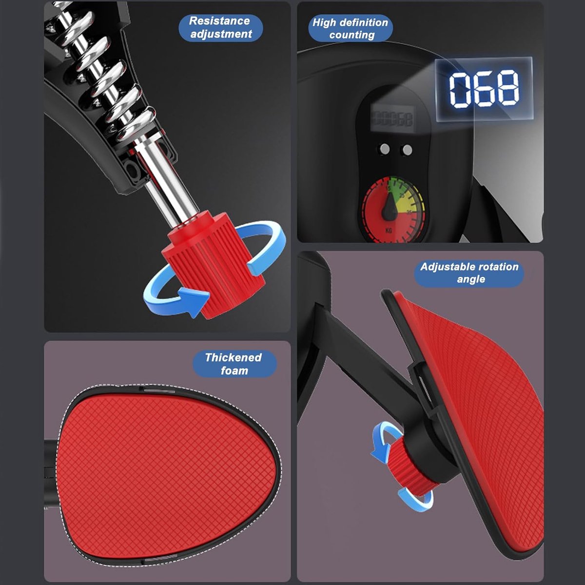 Dijtrainer Bekkenbodemtrainer - Billen Beentrainer - Spierversteviging Lichaam - Verstelbare Weerstand - 48 cm Lengte - Zwart Rood