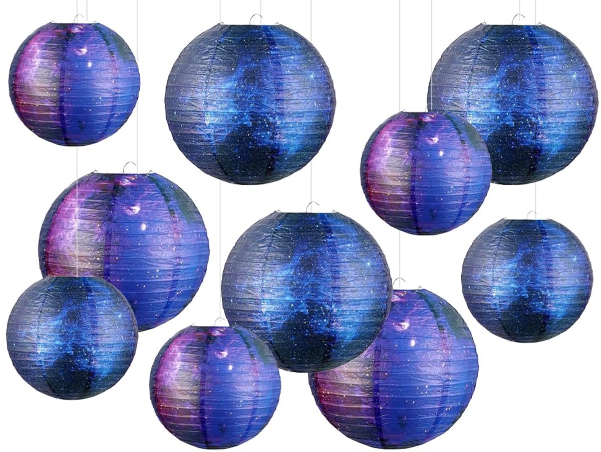 10 stuks planetenlantaarns decoratie, papieren lantaarns planeten, kinderen zonnestelsel planeten lantaarn, hangende planeten papieren lantaarn, ruimtethema kinderen verjaardag party decoratie