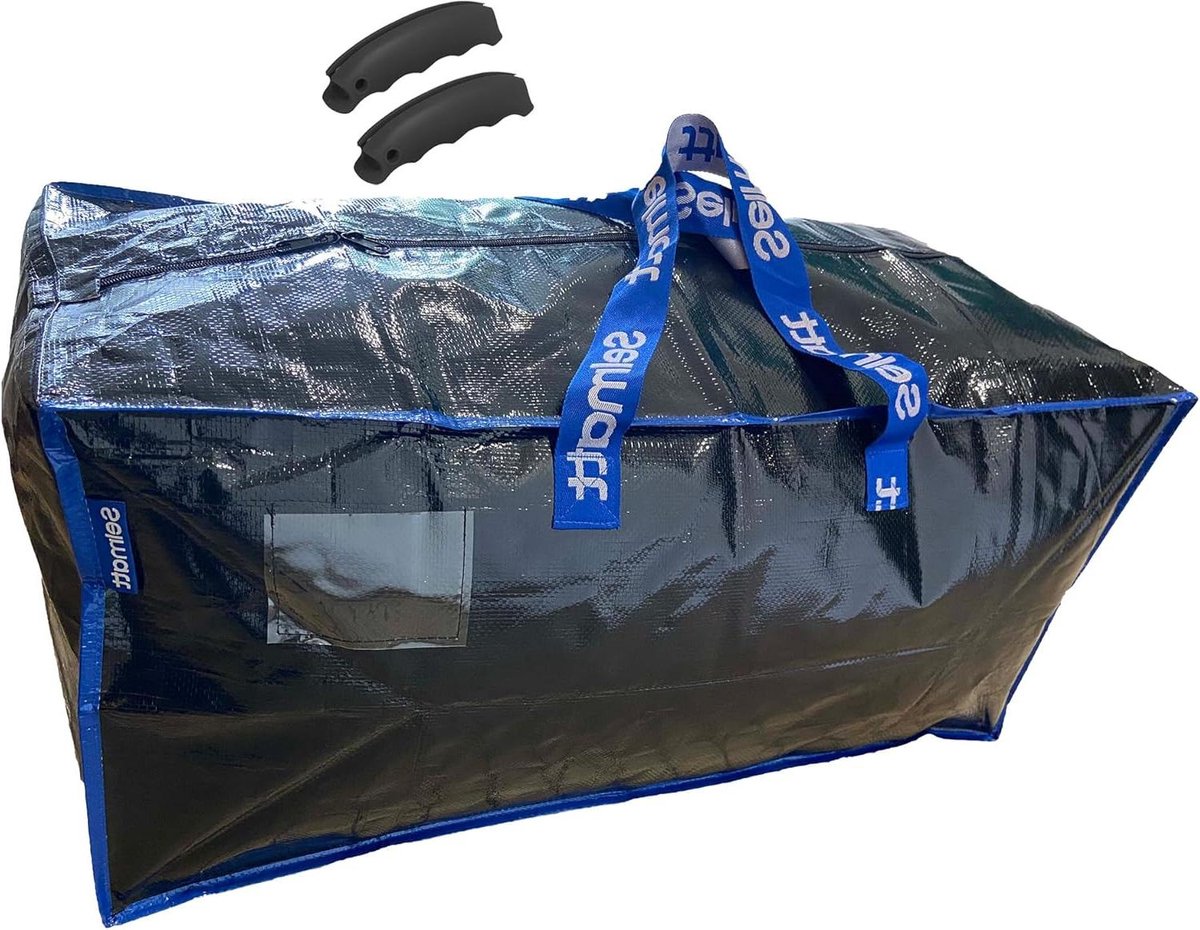 XL Verhuistassen - Opbergzakken Verhuisdozen - Spullen Opslaan - Waterdicht Stofdicht - 76 x 38 x 36 cm - Zwart/Blauw