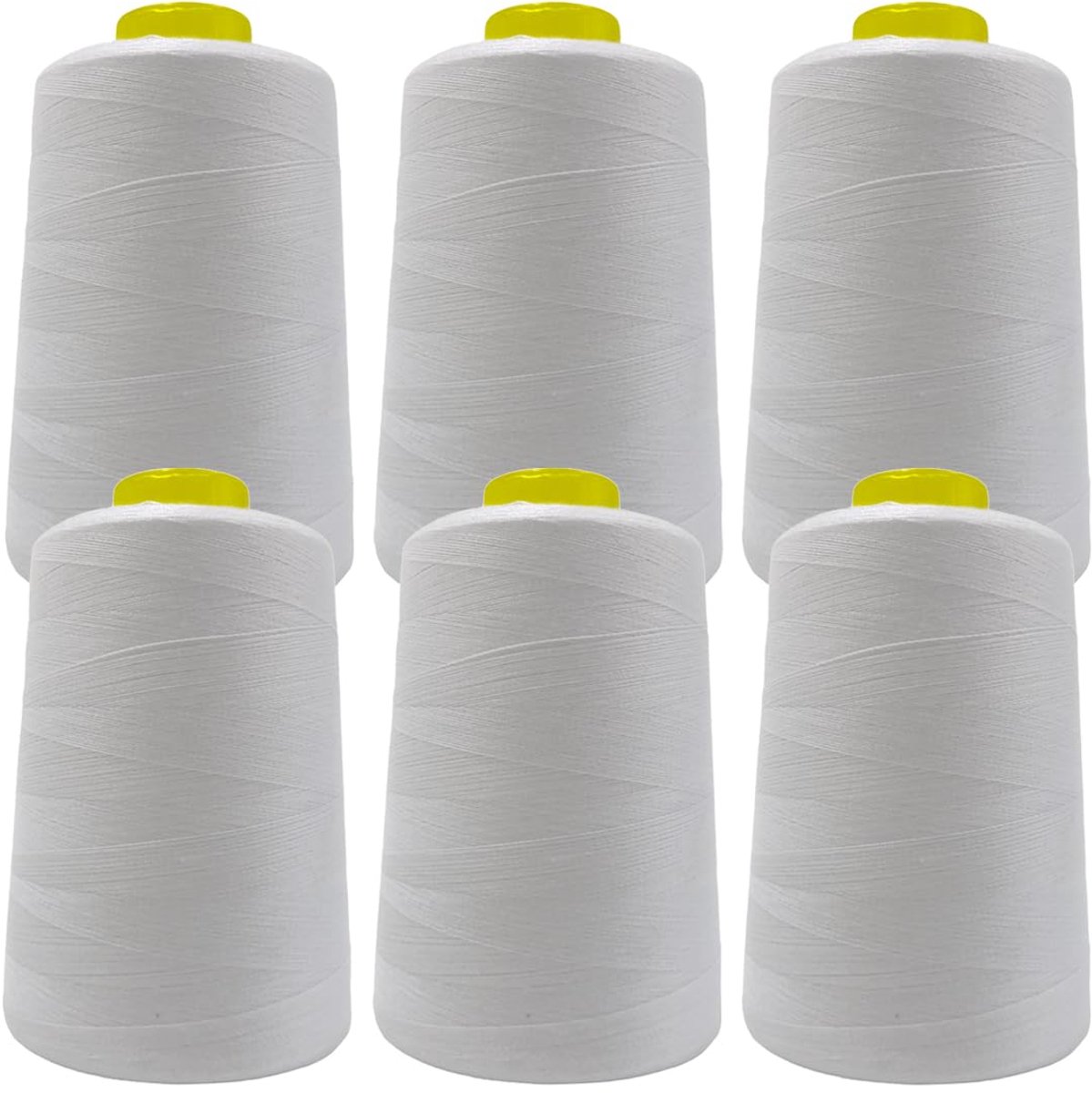 Naaigaren, 40/s, naaigaren, hoge sterkte, garenspoel om te naaien, verschillende kleuren, knutselen, kleding, (6 stuks, wit 101-5000Y)