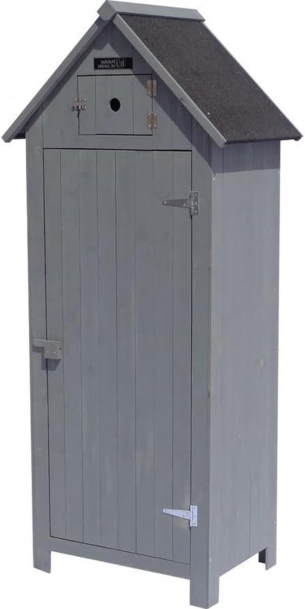 Houten Tuinkast - Opbergkast Tuin - Tuinspullen Opbergen - Dubbel Hellend Dak - 77 x 54.5 x 179 cm - Antraciet