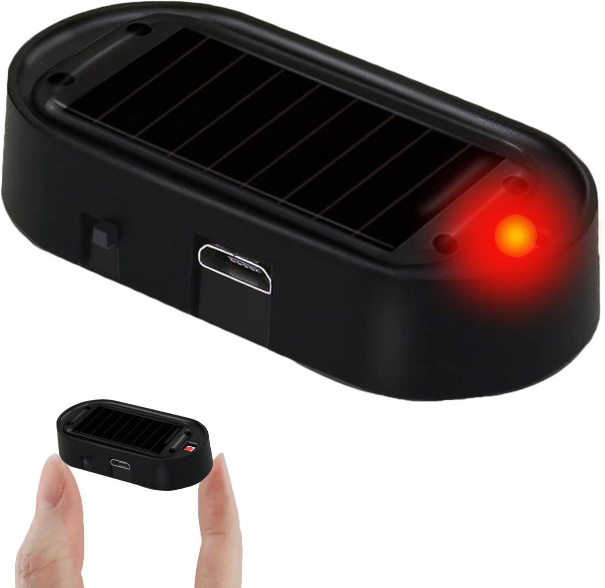Alarmlicht Auto - Waarschuwingslamp Anti-diefstal - Beveiliging Voertuig - Zonne-energie Werking - 8 x 5 x 1 cm - Zwart