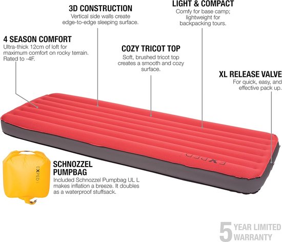 Slaapmat - Isolatiemat Kamperen - Comfortabel Slapen Buiten - Extra Dikke Isolatie - 72 x 25.6 Inch - Rood — afbeelding 2