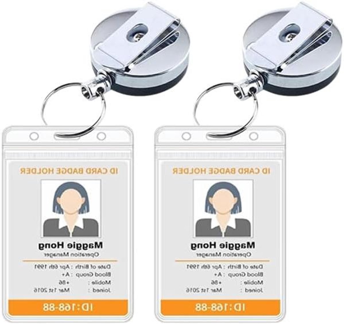 Badgehouders Set - Kaarthouders Yoyo - Personeel Identificeren - Met Intrekbare Haspen - 2 Stuks - Zwart