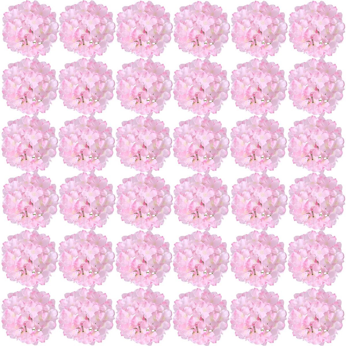 35 stuks zijden hortensiakoppen kunstbloemen hoofden met stengels nep hortensia bloemen hoofd diameter 17,5 cm voor thuis bruiloft decor (lichtroze)