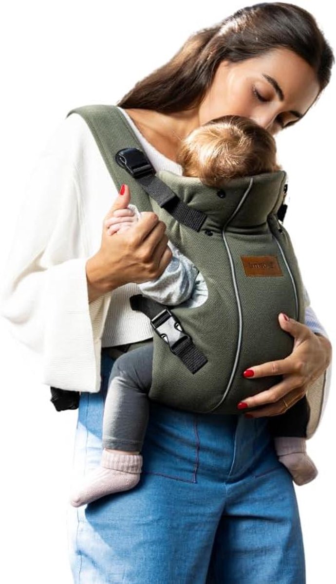 Baby Draagzak - Dubbele Kinderdrager - Veilig Dragen - 3 Draagposities - Tot 15kg - Groen