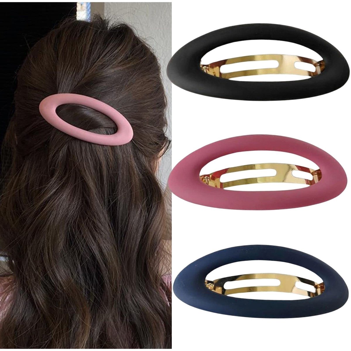 haarspelden voor vrouwen, mat, ellips voor dun haar, Franse haarspeld, schattige haarstyling-clips, antislip, sterke grip, vintage haaraccessoires, cadeaus voor vrouwen en meisjes