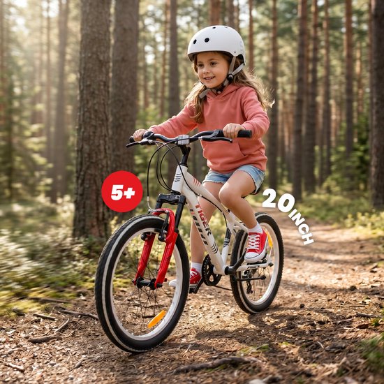 Tiger Bike Kinderfiets voor jongens van 6 tot 10 jaar, 20 inch Wit Rood, wielmaat te kiezen uit 6 versnellingen Shimano, in hoogte verstelbaar van Tiger Bike — afbeelding 5