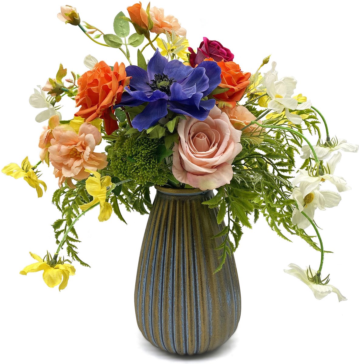 Kunstbloemen in vaas, kunstbloemstuk, decoratie voor thuis, keuken, woonkamer, eetkamer, salontafel, tafelstukken (lente)