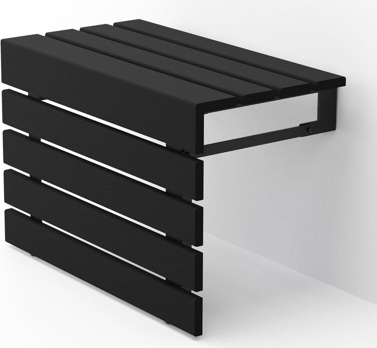 Douchestoel Opklapbaar - Badkamer Kruk - Veilig Douchen - Handgemaakt Teak Hout - 50x38cm Zitting - Zwart