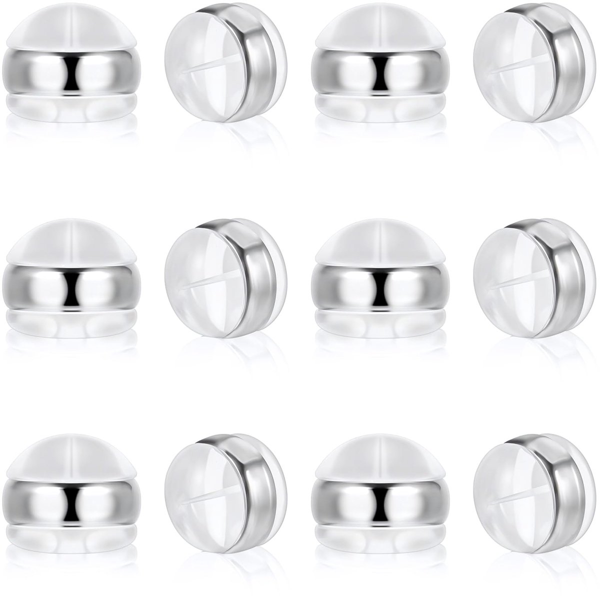 12 stuks Zachte Oorknopjes Sluiting Oorbel Sluiting Siliconen Hypoallergene Halfronde Oorbellen Stoppers voor Zware/Vallende Oorbellen (5,5 x 4,5 mm)