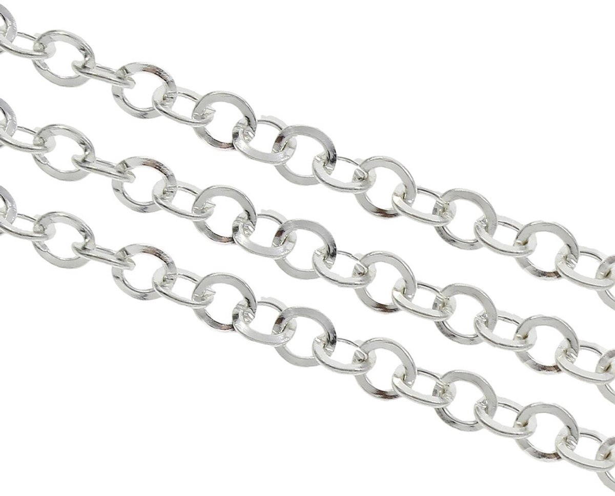 3 Rope Link Ketting Metalen Ketting Ronde 4,5 mm Zilveren Sieraden Ketting Voor Sieraden Maken Ketting Armband DIY K5