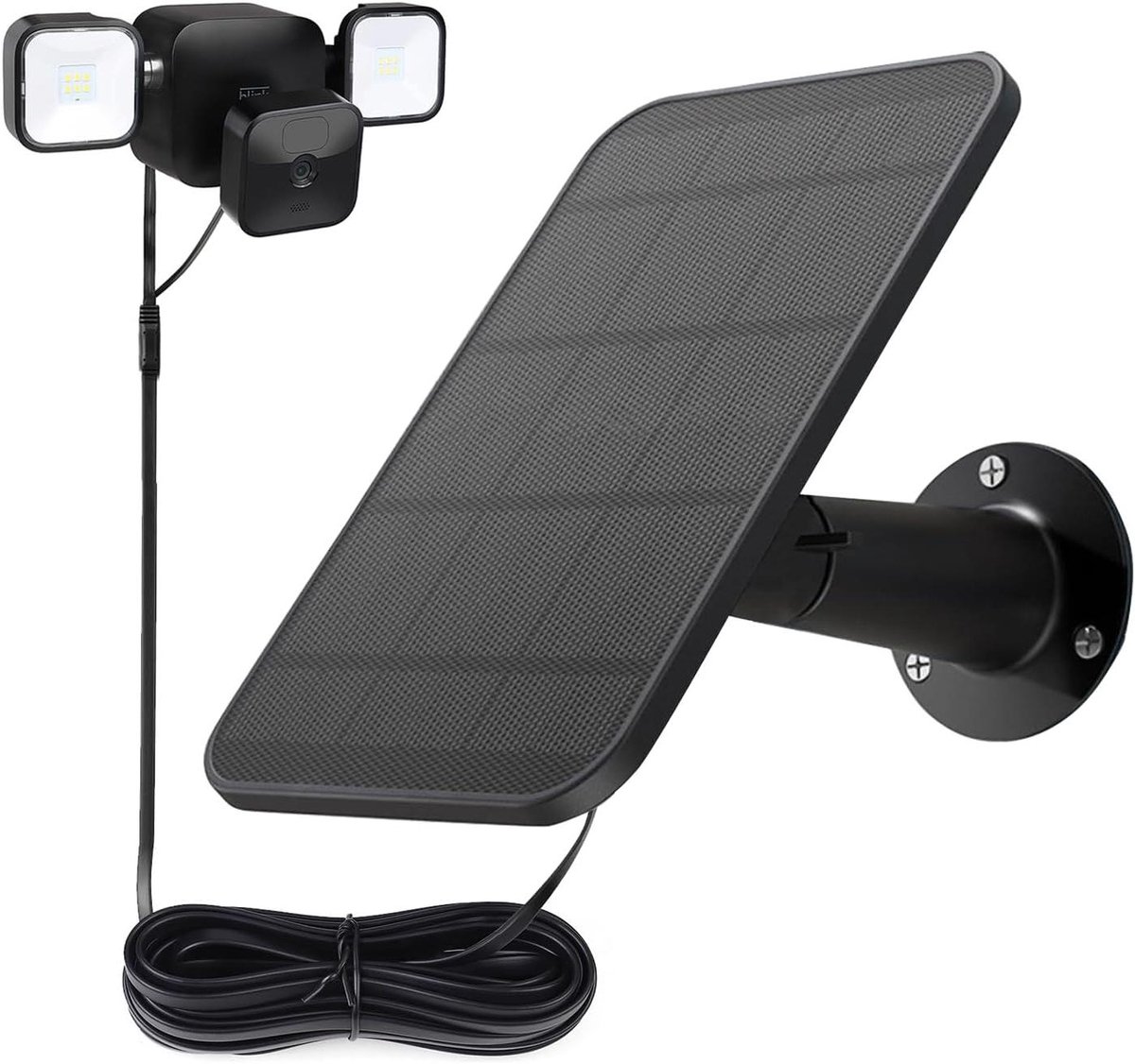 Zonnepaneel voor Camera - Energiepaneel Buiten - Continue Stroomvoorziening - Weerbestendig Ontwerp - 5 Meter Kabel - Zwart