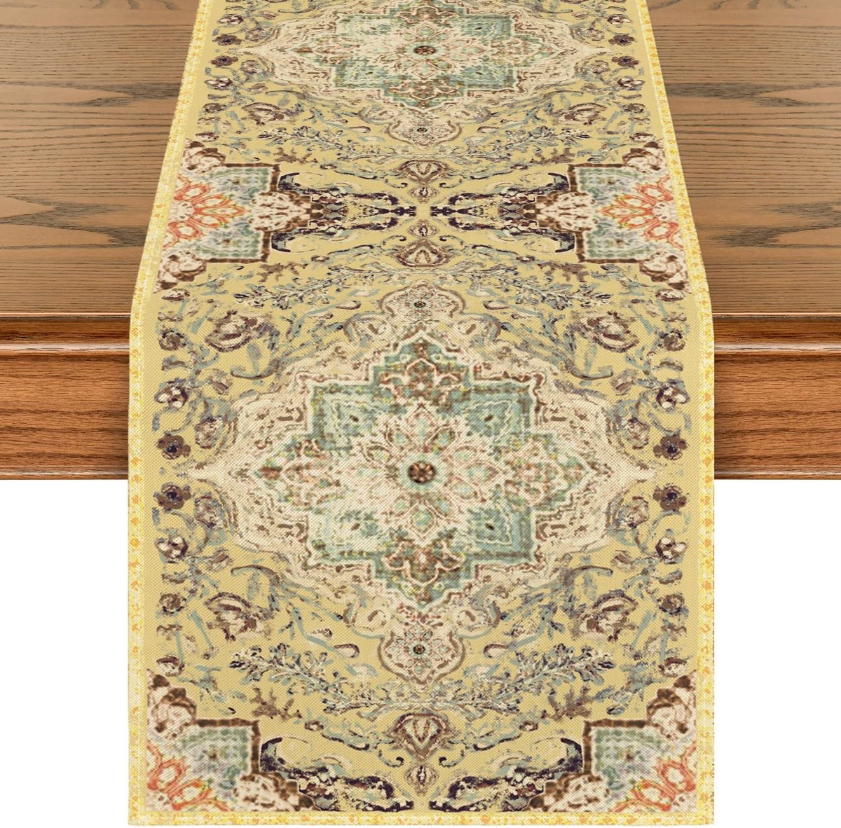 Mode Tafelloper Boho Boheemse stijl vintage geel zomer tafelloper banket tafel keuken eettafel decoratie binnen vakantie party decoratie 40x140cm