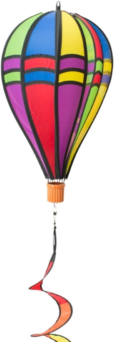 Wind Spinner - Ballon Twister Retro - weerbestendig - ballon:Ø23cm x 37cm, mand: 4cm x 3,5cm, spiraal: Ø10 cm x 75cm - inclusief ophanging