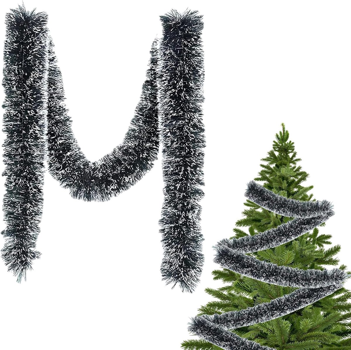 10 m kerstslinger, dennenslinger, kerstdecoratie voor binnen, kerstversiering, kerstslingers, kerstslingers, raamslinger Kerstmis, geschikt voor kerstdecoratie (groen)