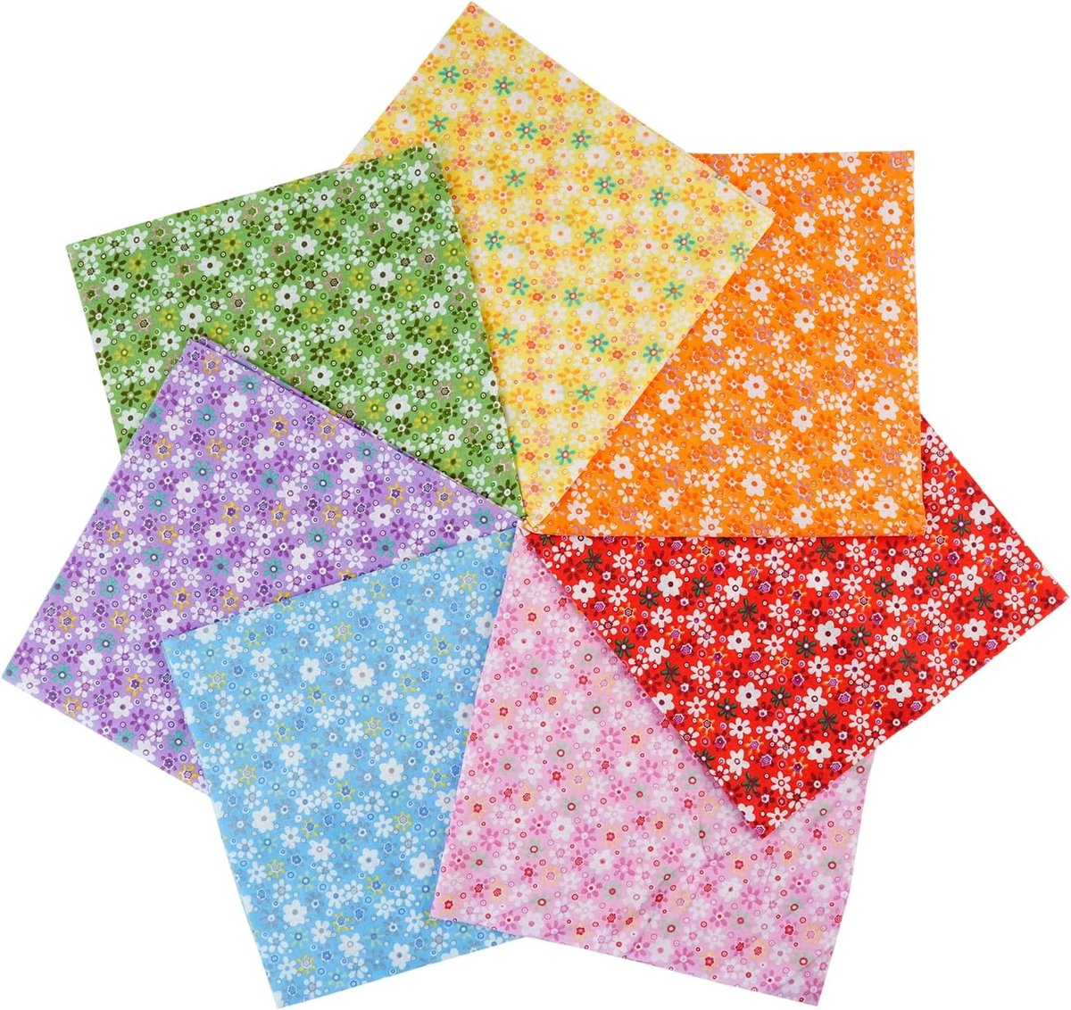 Stof, 50 x 50 cm, stoffen om te naaien, patchwork, stofpakket met bloemenpatroon, om te quilten, stofresten om te naaien, doe-het-zelf knutselen, poppenkleding, verschillende