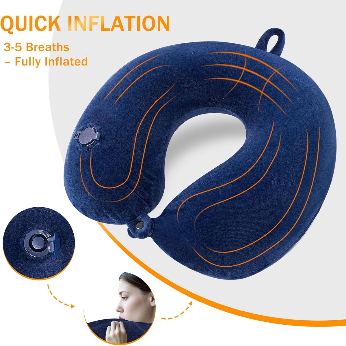 Nekkussen voor Vliegtuig, Reiskussen met Ogmasker en Oordopjes, Licht Nekkussen voor Volwassenen, voor Vliegtuig, Trein, Kantoor, Blauw