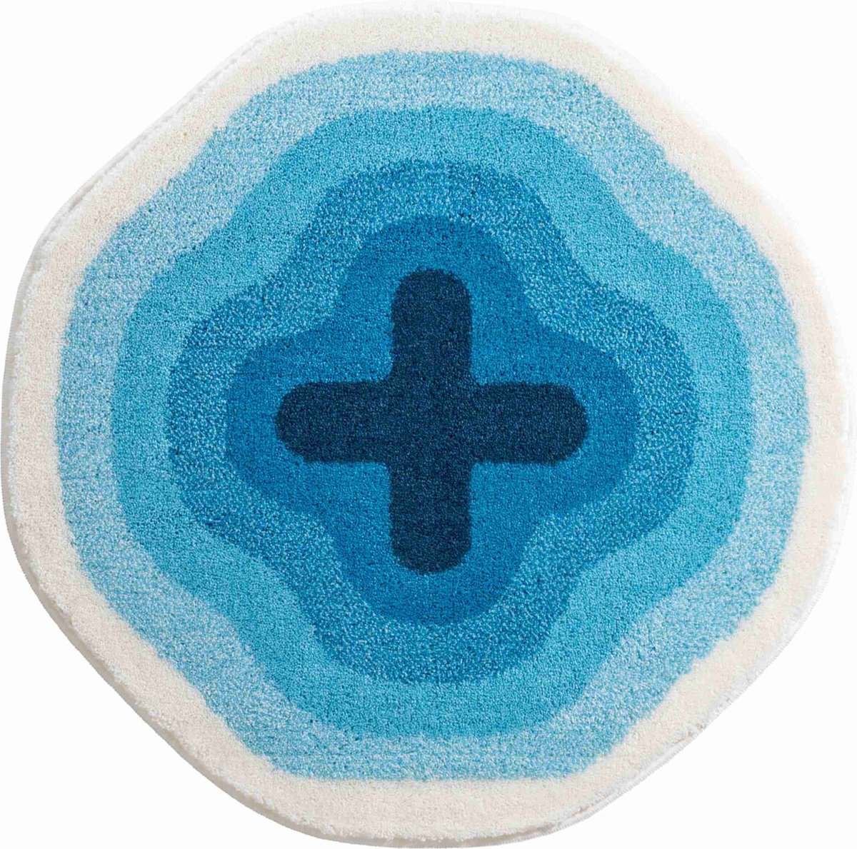 Badmat KARIM RASHID, Ultrazacht en absorberend, Antislip, 5 jaar garantie, KARIM 03, Badmat 90 cm rond, blauw