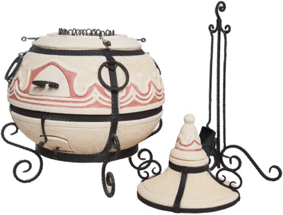 Tandoor Orient - Keramische houtgestookte buitenoven, verticale Kamado voor vlees, groenten en brood - Met 20 XL-spiesen & accessoires - 6,5 cm dikke wanden voor perfecte warmteopslag - 110 cm - 178 kg - 125L *** Met beschermhoes — afbeelding 2