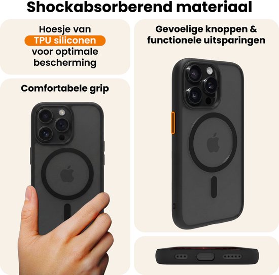 Zwarte TPU siliconen hoes voor iPhone 14 Pro Max, met focus op grip en functionaliteit.