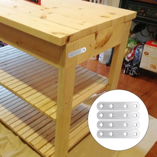 5 stuks platte verbinders, 95 x 20 x 3 mm, roestvrij staal, houtverbinders, gatenplaat, metaal, platte hoekverbinders met 20 schroeven, voor meubels, kasten, planken — afbeelding 4