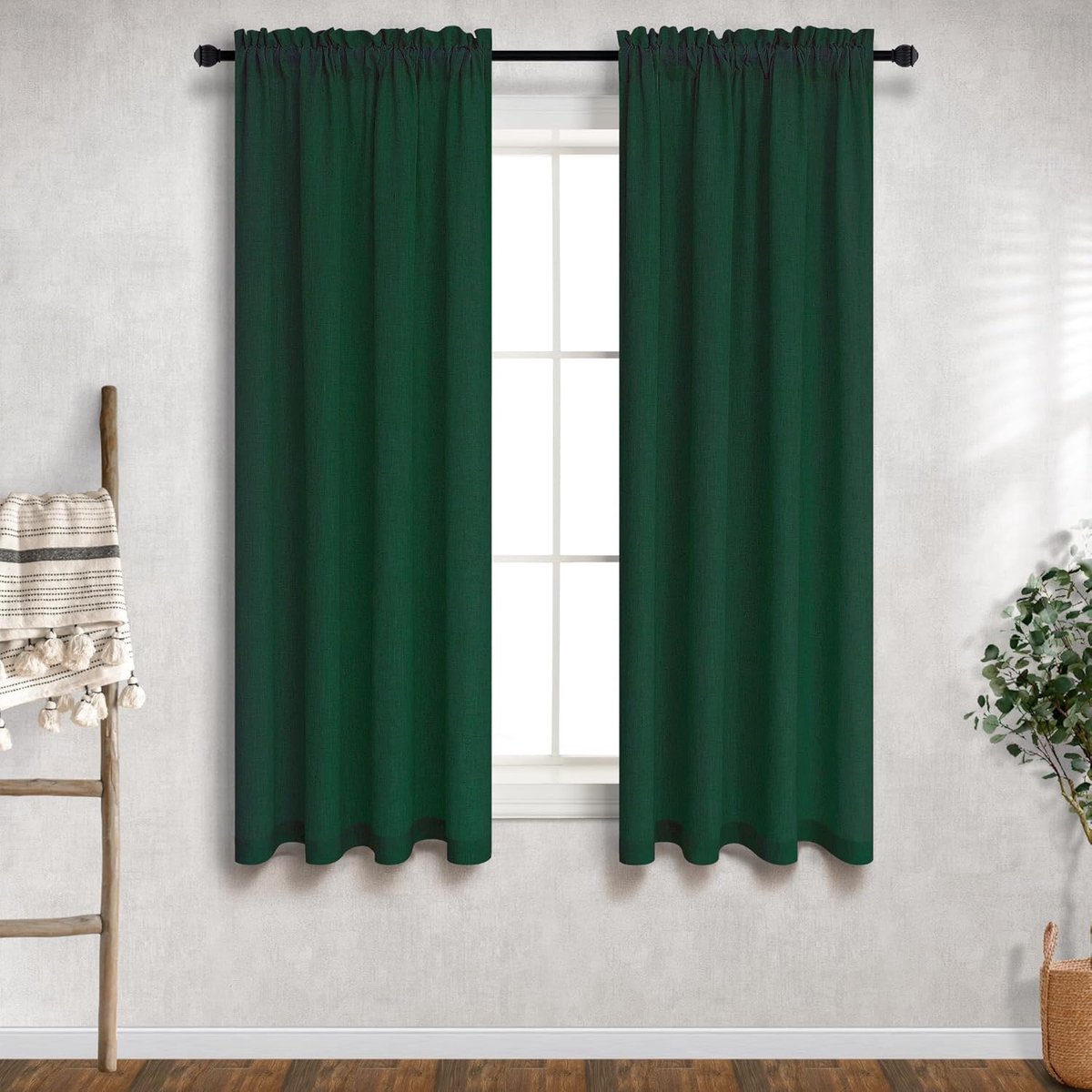91x111 cm Lange Hunter Groene Linnen Gordijnen voor Woonkamer Staaf Pocket Slaapkamer Gordijnen Licht Filtering Semi Sheer