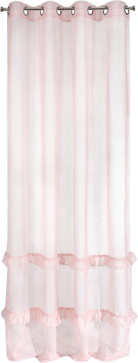 Gordijn glitter glad transparant 8 ogen gordijnen doorzichtig edel elegant hoogwaardig glamour slaapkamer woonkamer lounge, roze, 140 x 250 cm