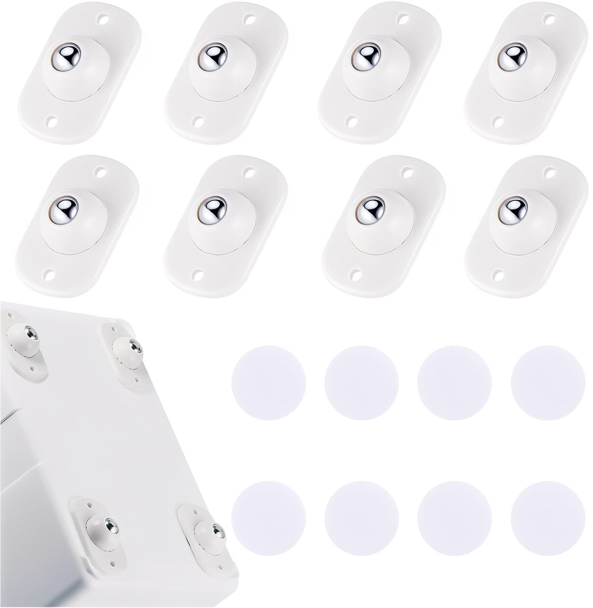 Zwenkwielen, kleine 360° kogelgelagerde wielen, voor transferapparaten, machines (8 x mini-wielen)