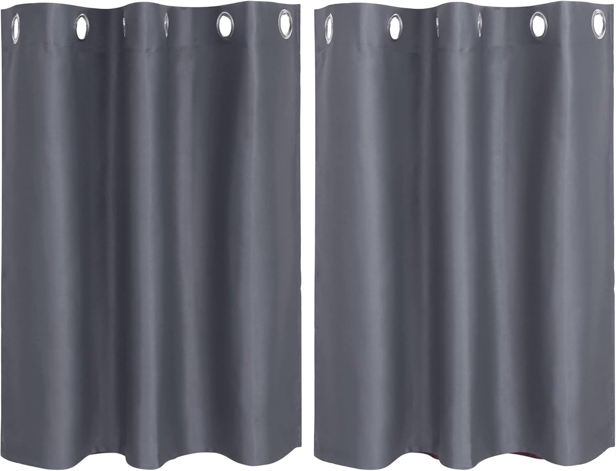 2 stuks, 100% polyester, raamgordijn, thermische behandeling, warmte-isolerend, stang, tas voor kamer, grijs, 106,7 x 91,4 cm