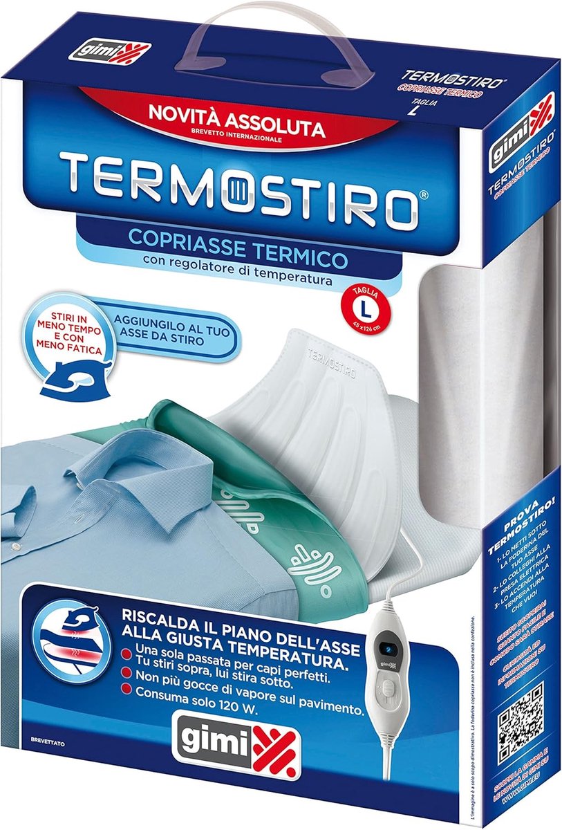 Gimi Termostiro Elektrisch Verwarmde Strijkplankhoes - Met Thermostaat - Maat L - 126x45 c