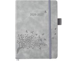 2026/2027, A5-formaat, 1 dag per pagina, dagplanner met maandoverzicht, notities, contact, penhouder en PU-lederen hardcover, ideaal als schoolagenda 2026/27 en afsprakenkalender, aug-jul