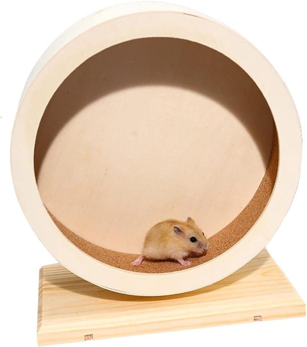 Houten Loopwiel - Dierenspeelgoed - Dieren Beweging - Stil Ontwerp - 25 cm Diameter - Natuurlijk Hout