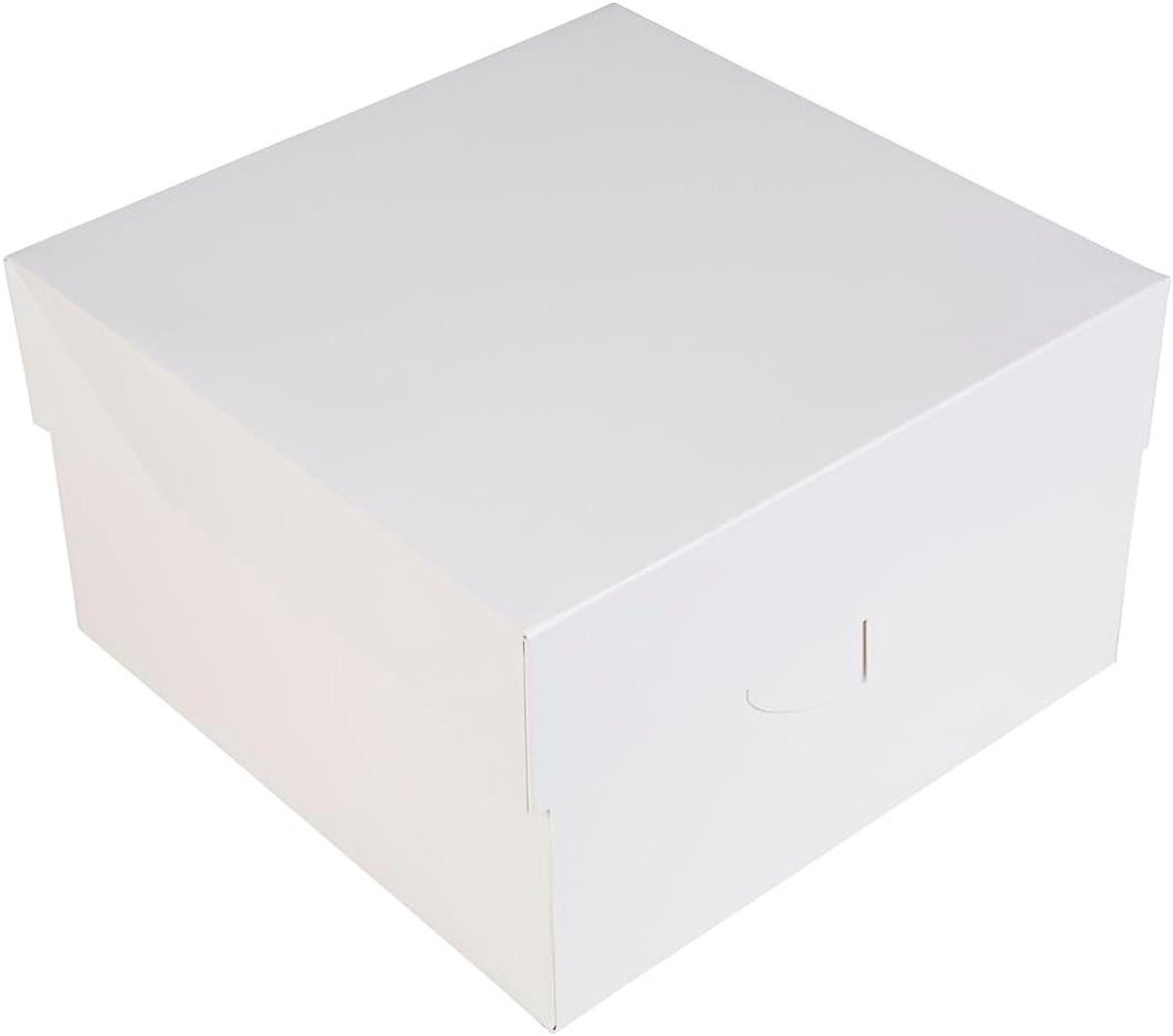 Taartdoos Karton - Baksel Verpakking - Taart Vervoeren - Eenvoudig Monteren - 25x25x15 cm - Wit